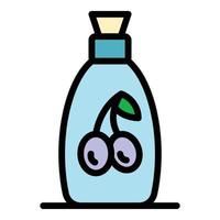 botella de aceite de oliva icono color contorno vector