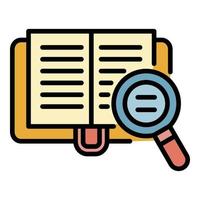 Book text search icon color outline vector