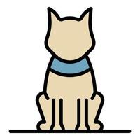 Sit dog icon color outline vector