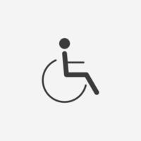 Disabled handicap icon vector. wheelchair, disability, disabled, person symbol sign vector