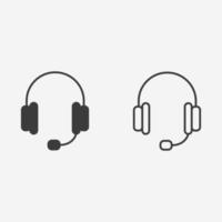 contact us, support service, headphone, help center icon vector set symbol sign