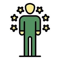 Stars around man icon color outline vector