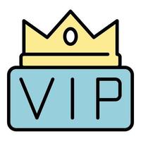 Crown on the inscription VIP icon color outline vector