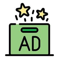 Ad box icon color outline vector