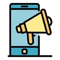 Megaphone and smartphone icon color outline vector