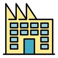 Factory building icon color outline vector