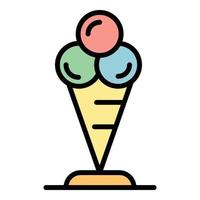 vector de contorno de color de icono de cono de helado