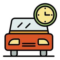 Car and watch icon color outline vector
