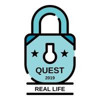 Padlock quest real life icon color outline vector