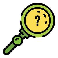 Quest question magnify glass icon color outline vector