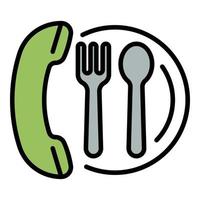 pedir comida por teléfono icono color contorno vector