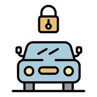The lock above the car icon color outline vector