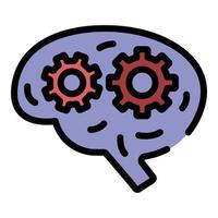 Brain with gears icon color outline vector