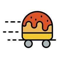 Wheeled hamburger icon color outline vector