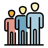 People in a row icon color outline vector