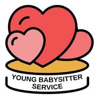 Young babysitter service icon color outline vector