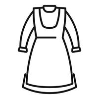 vector de contorno de icono de uniforme de vestido largo. Chica de moda