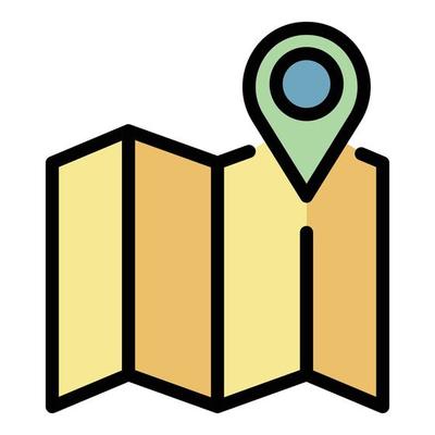 Leasing pin map icon color outline vector