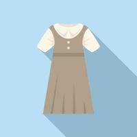 vector plano de icono de uniforme escolar. Vestido de niña