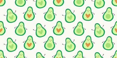 Cute Avocado Seamless Pattern Background with hearts shapes vector