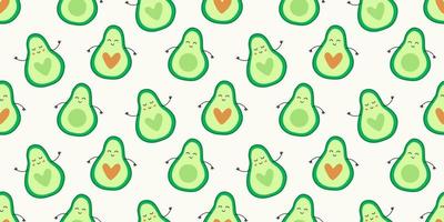 Cute Avocado Seamless Pattern Background with hearts shapes vector