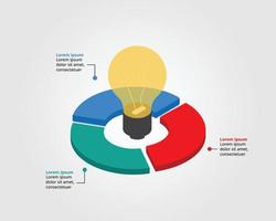 light burb idea template for infographic for presentation for 3 element vector