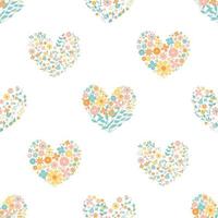 colorful flower in heart shape seamless for fabric pattern or digital paper vector