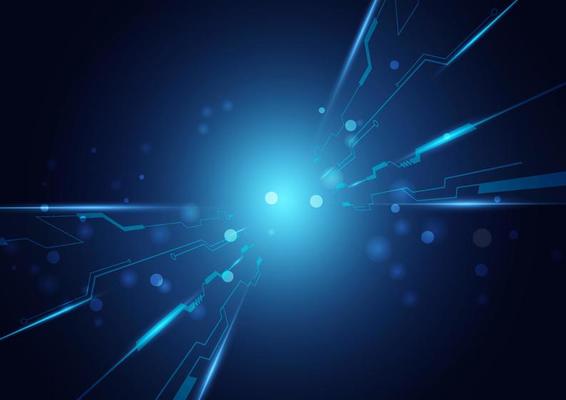 Abstract blue speed neon light effect on black background vector illustration