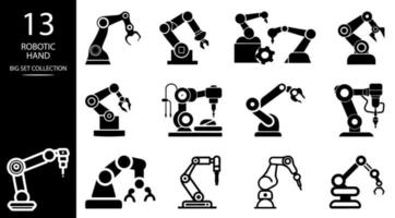 Robotic hand manipulator silhouette symbol icon. vector