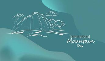 International mountain day vector doodle banner. Continuous line drawing illustration for social media.