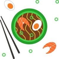 Ramen soup with salmon, vector. vector