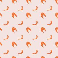 Salmon steak and shrimp, seamless pattern, vector. vector