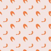 Salmon steak and shrimp, seamless pattern, vector. vector