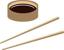 Soy sauce and chopsticks for sushi, vector. vector