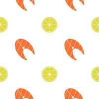 Salmon and lemon, seamless pattern, vector. vector
