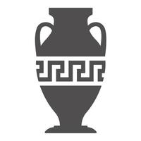 Greek vase silhouette. Ancient amphora and pot with meander pattern. Glyph illustration. Clay ceramic earthenware. Vector. vector