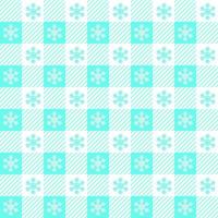 Checkered Christmas pattern with snowflakes. Seamless blue gingham background. Scandinavian winter vichy backdrop. Vector holiday print