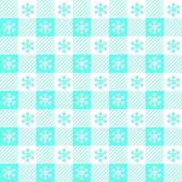 Checkered Christmas pattern with snowflakes. Seamless blue gingham background. Scandinavian winter vichy backdrop. Vector holiday print