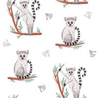 Seamless pattern with lemur vector