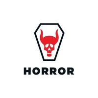 skull horn icon with coffin vector