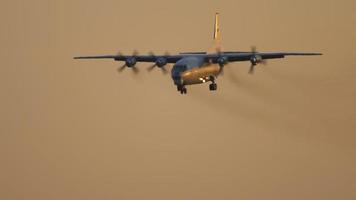 NOVOSIBIRSK, RUSSIAN FEDERATION JUNE 17, 2020 - Antonov AN 12 military airfreighter on final approach before landing. Tolmachevo Airport, Novosibirsk video