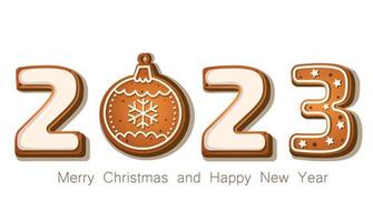 The picture shows gingerbread in the form of the new year 2023. Will it taste just as good vector