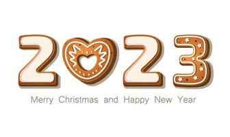 The picture shows gingerbread in the form of the new year 2023. Will it taste just as good vector