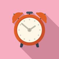 School alarm clock icon flat vector. Test exam vector