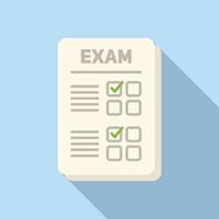 Exam form icon flat vector. Paper check vector