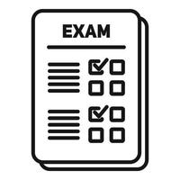 vector de contorno de icono de formulario de examen. cheque en papel