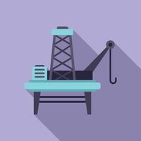 Rig platform icon flat vector. Sea oil vector