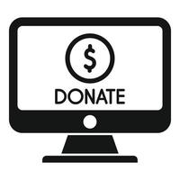 donar icono de monitor en línea vector simple. ayuda de caridad