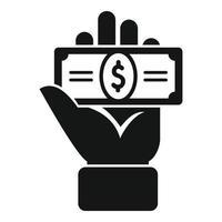 mano dar dinero efectivo icono vector simple. caridad donar