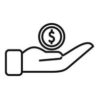 Donation coin icon outline vector. Charity help vector